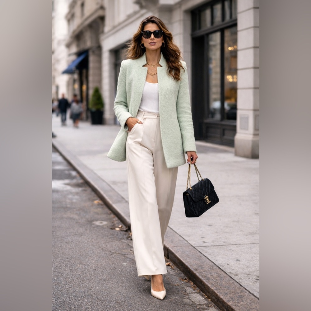 Sz S Glamorous Boucle Teddy Sage Green Peacoat $125 MSRP